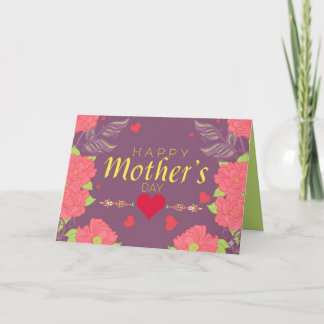 Boho Floral Happy Mütter Tag Rosa Lila Gelb Karte