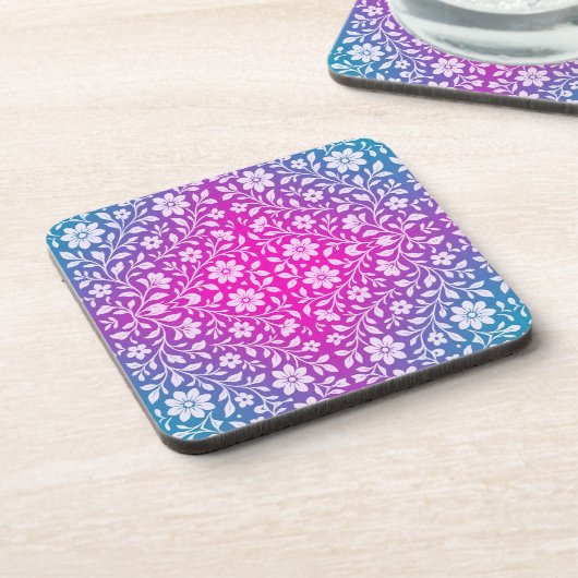 Boho Floral Hard plastic coaster Getränkeuntersetzer (Linke Seite)