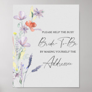Boho Floral helfen dem geschäftigen Brautadressen- Poster