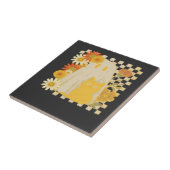 Boho Floral Herbst Geist und schwarze Katze Hallow Fliese (Seite)
