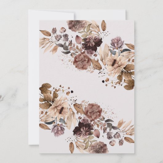 Boho Floral Herbst Kinderdusche Einladung (Rückseite)