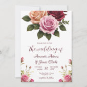 Boho Floral Herbst Wasserfarbenhochzeit Einladung (Vorderseite)