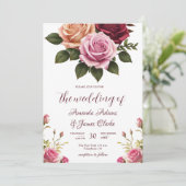 Boho Floral Herbst Wasserfarbenhochzeit Einladung (Stehend Vorderseite)