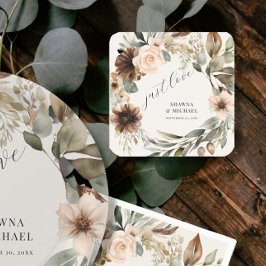 BOHO Floral Herbstspur Mute Hochzeit Rechteckiger Pappuntersetzer