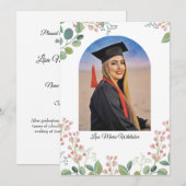 Boho Floral High School Graduation Announcement Ankündigung (Vorne/Hinten)