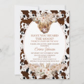 Boho Floral Highland Cow Cowhide Baby Shower Einladung (Vorderseite)