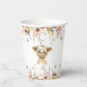 Boho Floral Highland Cow Pappbecher (Vorderseite)