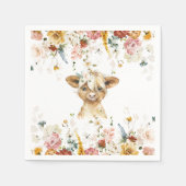 Boho Floral Highland Cow Serviette (Vorderseite)