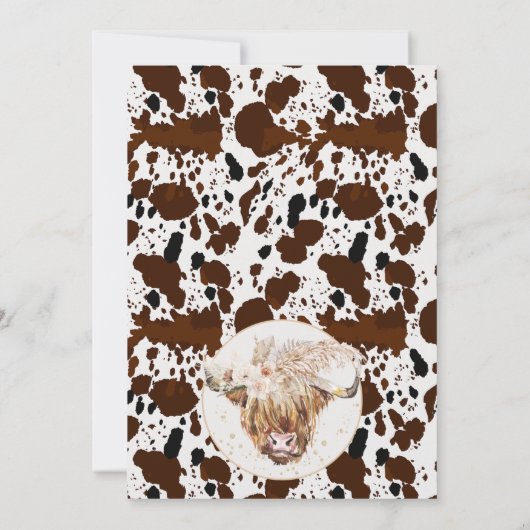 Boho Floral Highland Heart Text Baby Dusche Einladung (Rückseite)