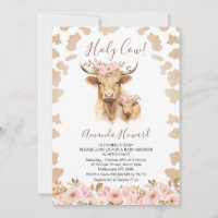 Boho Floral Highland Heilige Kuh Baby Dusche