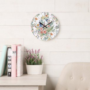 Boho-Floral-Himmelsmond & Schlangen Botanik Große Wanduhr