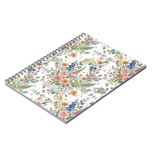 Boho-Floral Himmlischer Mond & Schlangen Botanisc Notizblock (Linke Seite)