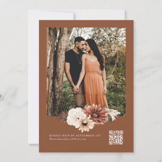 Boho Floral Hochzeit im Herbst QR Code UAWG Einladung (Rückseite)