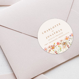 Boho Floral Hochzeit im Herbst Runder Aufkleber