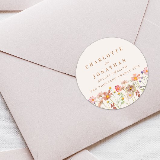 Boho Floral Hochzeit im Herbst Runder Aufkleber