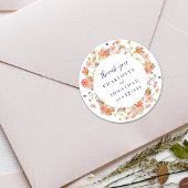 Boho Floral Hochzeit im Herbst Vielen Dank Runder Aufkleber