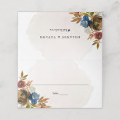 Boho Floral, Hochzeit von Marine & Rust Platzkarte (Außenseite Aufgefaltet)
