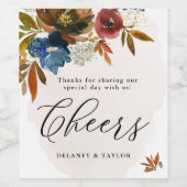 Boho Floral, Hochzeit von Marine & Rust Weinetikett (Einzelnes Label)