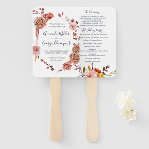 BOHO Floral Hochzeitsprogramm Fan Fächer