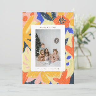 Boho Floral Holiday Foto Handgestrichen Abstrakt Feiertagskarte