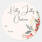 Boho Floral Holly Jolly Weihnachten bis zum Klassi Runder Aufkleber (Vorderseite)