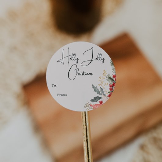 Boho Floral Holly Jolly Weihnachten bis zum Klassi Runder Aufkleber