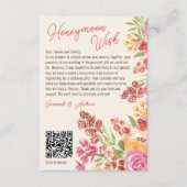 Boho Floral Honeymoon Fund QR Code Brautparty Begleitkarte (Vorderseite)