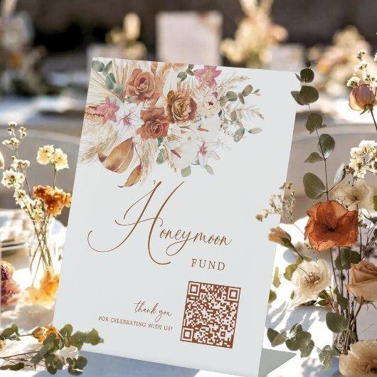 Boho Floral Honeymoon Fund Wedding Decor Sign  Sockelschild