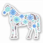 Boho Floral Horse Aufkleber (Vorderseite)