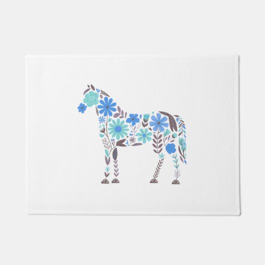 Boho Floral Horse Fußmatte (Vorderseite)