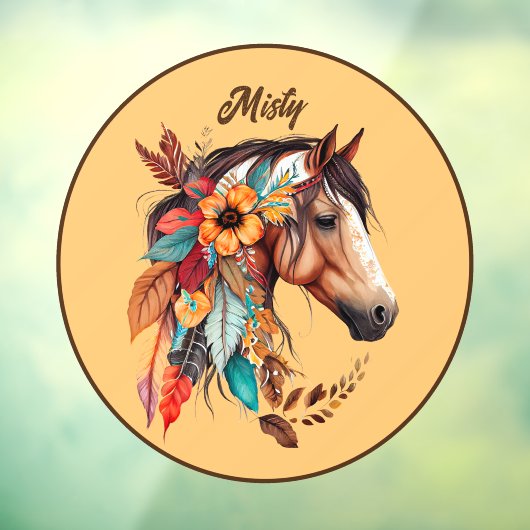 Boho Floral Horse Personalisiert Fensteraufkleber (Blatt 3)