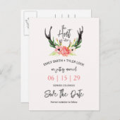 ©Boho Floral Hunt ist Save the Date vorbei Ankündigungspostkarte (Vorne/Hinten)