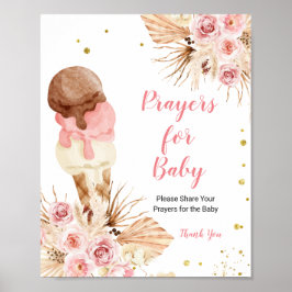 Boho Floral Ice Cream Gebete für Baby Poster