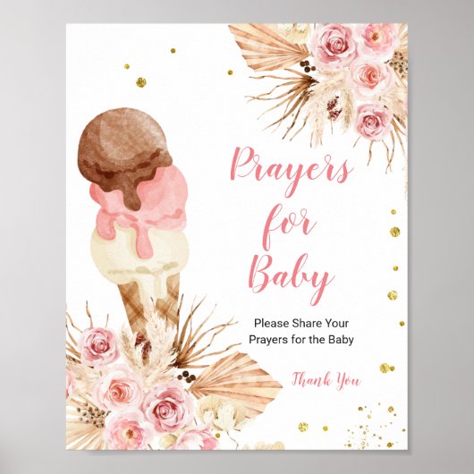 Boho Floral Ice Cream Gebete für Baby Poster (Vorne)