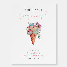 Boho Floral Ice Creme Brautparty Begrüßungszeichen