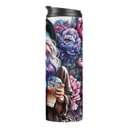 Boho Floral Iced Coffee Dream Thermosbecher (Nach rechts gedreht)