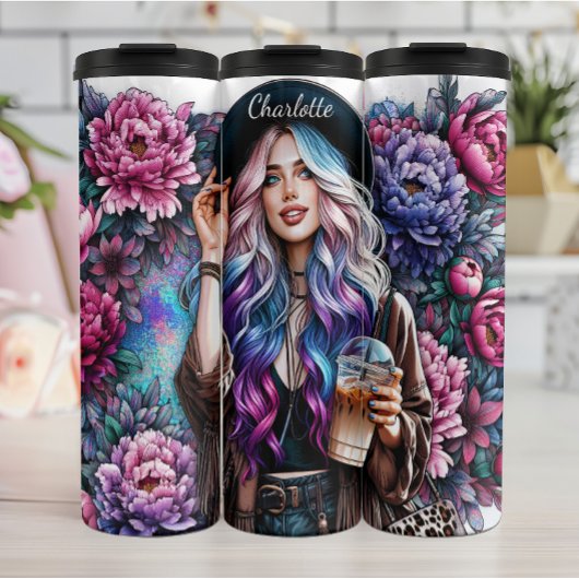 Boho Floral Iced Coffee Dream Thermosbecher