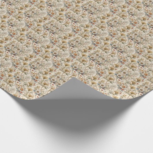 Boho Floral in Beige Geschenkpapier (Ecke)