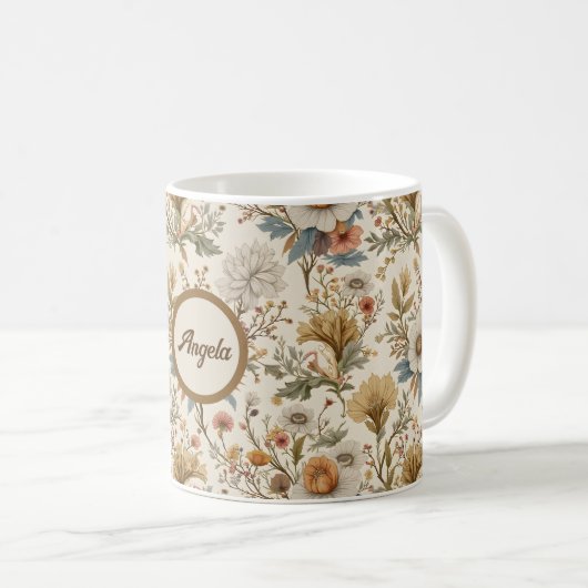 Boho Floral in Beige Kaffeetasse (VorderseiteRechts)