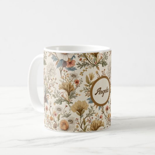 Boho Floral in Beige Kaffeetasse (Vorderseite Links)