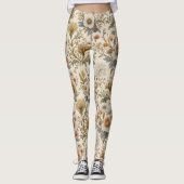Boho Floral in Beige Leggings (Vorderseite)