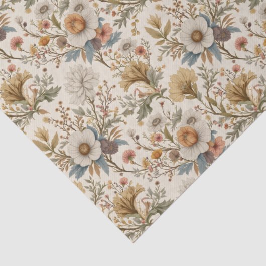 Boho Floral in Beige Seidenpapier (Detail)