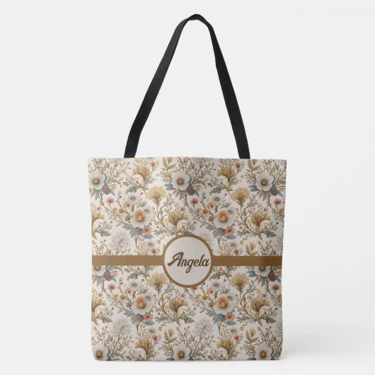 Boho Floral in Beige Tasche (Vorderseite)