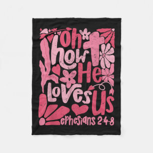 Boho Floral Jesus Christlich Valentines Oh, wie er Fleecedecke