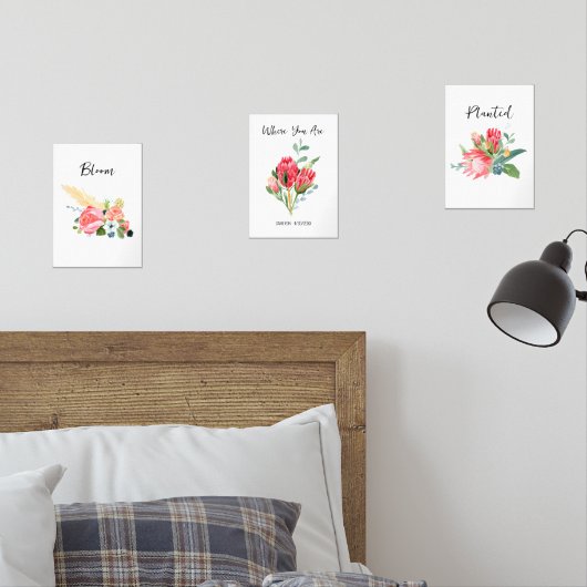 Boho Floral Kinderzimmer Personalisiert Name Gebur Bilderwand Sets (Schlafzimmer)