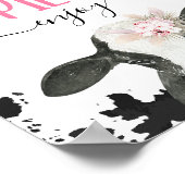 Boho Floral Kuh Print Birthday Food Sign Poster (Ecke)