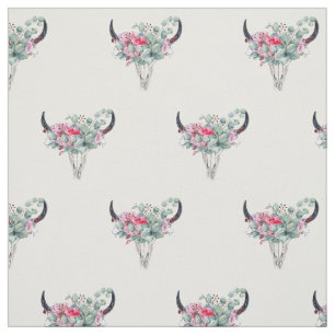 Boho Floral Kuh Schädelmuster Stoff