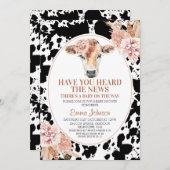 Boho Floral Kuh Schwarze Kuh Print Baby Dusche Einladung (Vorne/Hinten)