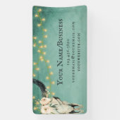 Boho Floral Kuh Skull, Licht Türkis Business Banner (Vertikal)