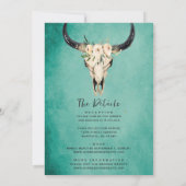 Boho Floral Kuh Skull Türkis All in One Wedding Einladung (Rückseite)